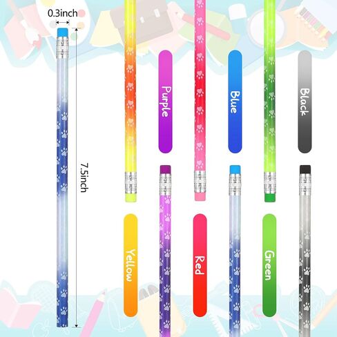 Chinco 30 Pcs Paw Print Color Changing Pencils for Kid Bulk Colorful Paw Print Party Favors Wooden Heat Activated Dog Pencils with Erasers for School Classroom Prizes Novelty Birthday Gift Decoration in Saudi Arabia