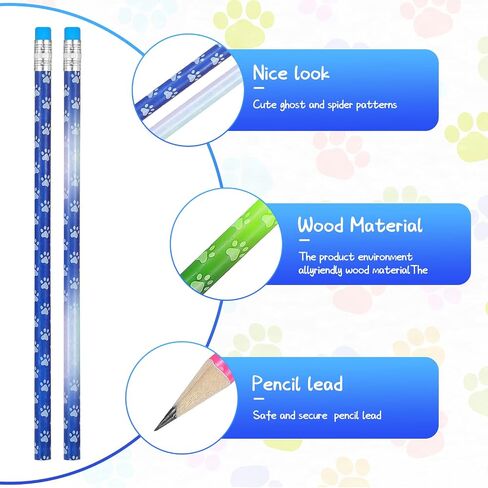 Chinco 30 Pcs Paw Print Color Changing Pencils for Kid Bulk Colorful Paw Print Party Favors Wooden Heat Activated Dog Pencils with Erasers for School Classroom Prizes Novelty Birthday Gift Decoration in Saudi Arabia