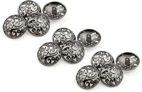 تكرار 12 قطعة نمط الأزهار الأزرار Openwork Metal Shank Craft for Diys Shicing Sofilishing (مسدس أسود ، 23 ملم) in Kuwait