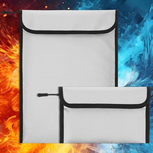 2 Pcs 5200°F Upgraded Fireproof Document Bag, Fire and Water Resistant Bag with Zipper for Documents, Waterproof Fireproof Money Bag for Important Document Storage Organizer(Gray) in Saudi Arabia