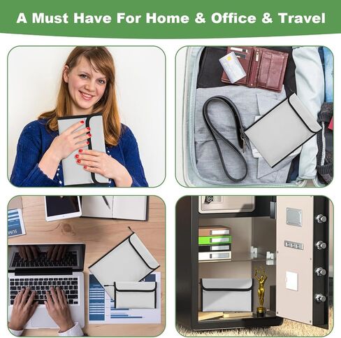2 Pcs 5200°F Upgraded Fireproof Document Bag, Fire and Water Resistant Bag with Zipper for Documents, Waterproof Fireproof Money Bag for Important Document Storage Organizer(Gray) in Saudi Arabia