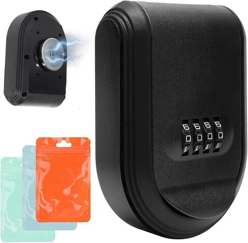 Magnetic Key Holder with Combination Lock, Waterproof Magnetic Key Box for Outdoor, Car, and Indoor Use, Strong Magnet Black in Saudi Arabia