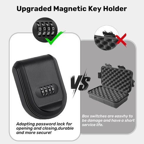 Magnetic Key Holder with Combination Lock, Waterproof Magnetic Key Box for Outdoor, Car, and Indoor Use, Strong Magnet Black in Saudi Arabia