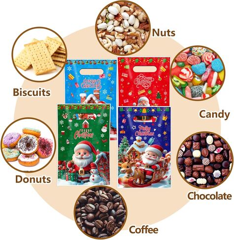 EUVBOKW 50 Pcs Halloween Treat Bags with Handles – Halloween Goodie Bags for Kids,Trick or Treat Candy Gift Bags,Plastic Tote Goody Bags for Party Favors Supplies in Kuwait