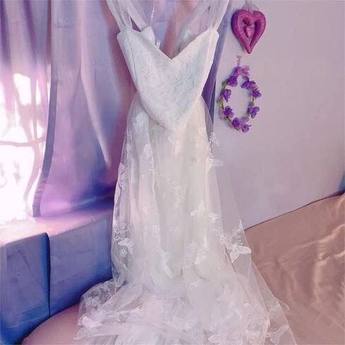 51" Width 3D Vivid Butterfly Lace Fabric Exquisite Flower Embroidery Soft Tulle Lace Fabric for Wedding Bridal Lace Dress Party Dress Home Decor (3 Yard, White Mesh+White Butterfly) in Saudi Arabia