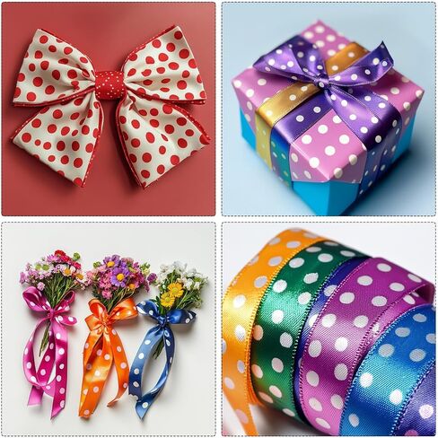 MECCANIXITY Grosgrain Ribbons 25 Yards 1 Inch Deep Purple with Gold Dots Ribbon Bow Decoration for Crafts Gift Wrapping Wedding DIY Handmade in Saudi Arabia