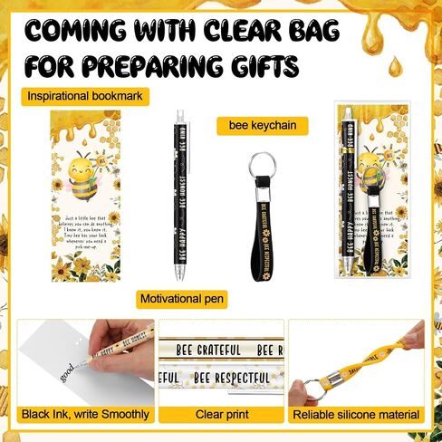 24 مجموعة من BEE Party Favors BEE BEE أقلام مفاتيح تحفيزية مفاتيح ملهمة الإشارات الإشاراتية الموظف تقدير هدايا لحفل العسل تفضل الزخارف زملاء العمل في العمل in Saudi Arabia