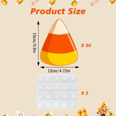50 PCS Halloween Cutouts for Bulletin Board Decoration, Candy Corn Paper Cut Outs Cardboard for DIY Crafts Project School Classroom Office Wall Halloween Party Supplies Decor, 6 in in Saudi Arabia