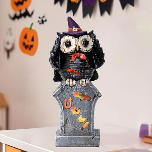 Leekung Halloween Tree Dead Tree Skull Head تمثال - مع أضواء LED مخيفة لديكورات العطلات، تماثيل الهالوين والتماثيل الصغيرة، تمثال رأس هيكل عظمي لدعائم الهالوين، هدايا قابلة للجمع مسكونة in Kuwait