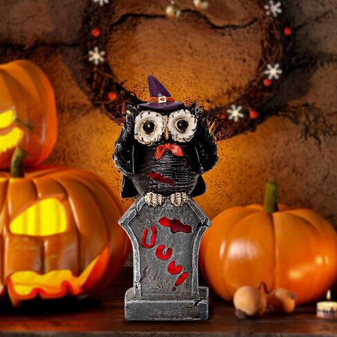 Leekung Halloween Tree Dead Tree Skull Head تمثال - مع أضواء LED مخيفة لديكورات العطلات، تماثيل الهالوين والتماثيل الصغيرة، تمثال رأس هيكل عظمي لدعائم الهالوين، هدايا قابلة للجمع مسكونة in Kuwait