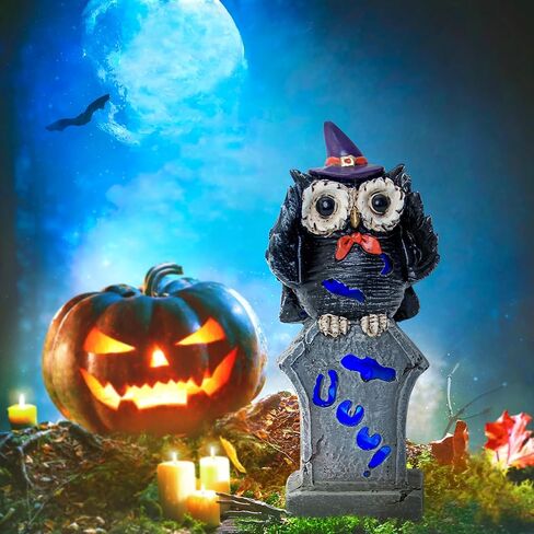 Leekung Halloween Tree Dead Tree Skull Head تمثال - مع أضواء LED مخيفة لديكورات العطلات، تماثيل الهالوين والتماثيل الصغيرة، تمثال رأس هيكل عظمي لدعائم الهالوين، هدايا قابلة للجمع مسكونة in Kuwait
