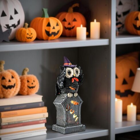 Leekung Halloween Tree Dead Tree Skull Head تمثال - مع أضواء LED مخيفة لديكورات العطلات، تماثيل الهالوين والتماثيل الصغيرة، تمثال رأس هيكل عظمي لدعائم الهالوين، هدايا قابلة للجمع مسكونة in Kuwait
