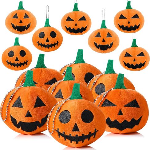 12 Pieces Halloween Pumpkin Plush Toys 3.2 Inch Stuffed Pumpkin Doll Soft Plush Ornaments with Horror Expression for Halloween Party Favors Carnival Game Prizes in Saudi Arabia
