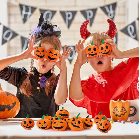12 Pieces Halloween Pumpkin Plush Toys 3.2 Inch Stuffed Pumpkin Doll Soft Plush Ornaments with Horror Expression for Halloween Party Favors Carnival Game Prizes in Saudi Arabia