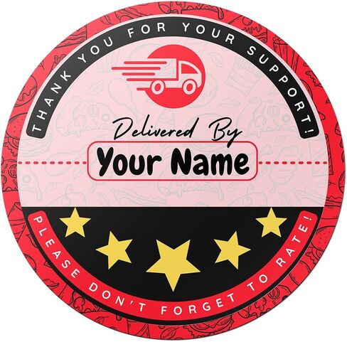 150 Food Delivery Personalized Name Custom Stickers - DD Delivery Bag Rating Stickers on Roll - (2 inch) in Saudi Arabia