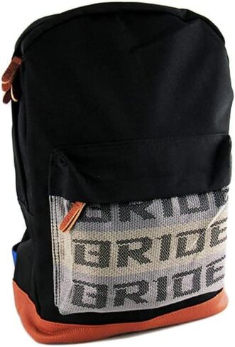 W-POWER Q1-TECH, JDM Bride Racing Laptop Travel Backpack Brown Bottom with Adjustable Harness Straps (Blue Strap) in Saudi Arabia
