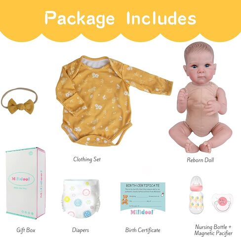 Milidool LifeLike Reborn Baby Baby Dolls Girl - 20 بوصة واقعية حديثي الولادة دمى الأطفال مع جسم مسبب ، ودمى الأطفال الحقيقية مع إكسسوارات لهدايا الفتيات البالغة من العمر 3 سنوات ، واللعب التظاهر ، والمجموعة in Kuwait
