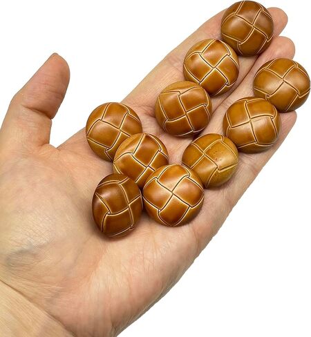 MMvolesy 10Pc Brown Plastic Resin Imitation Leather Buttons with Shank Sew On for Clothes Dress Coat Jeans Crafts 25mm 1 Inch in Kuwait