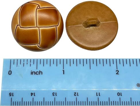 MMvolesy 10Pc Brown Plastic Resin Imitation Leather Buttons with Shank Sew On for Clothes Dress Coat Jeans Crafts 25mm 1 Inch in Kuwait