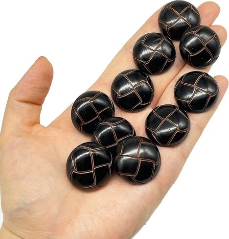 MMvolesy 10Pc Brown Plastic Resin Imitation Leather Buttons with Shank Sew On for Clothes Dress Coat Jeans Crafts 25mm 1 Inch in Kuwait