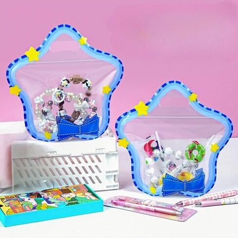 30 Pack Clear Resealable Stand-up Bottom Gift Bags Plastic Goody Treat Bag Candy Snack Food Storage Wrapping for Wedding Birthday Kids Party Favor (8.66x8.66 inch 3 Colors Pattern with Handle) in Kuwait