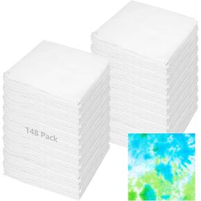 148 PCS 10x10 Inch Cotton Craft Squares - Pre-Cut White Quilting Material for Tie-Dye, Printing & Embroidery Projects, Breathable DIY Handicraft Supplies Set in Saudi Arabia