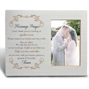 إطار صورة الزفاف، هدايا خطوبة الزفاف السنوية للعروسين الجدد، العروس والعريس، هدايا متزوجة للتو، هدايا شهر العسل، ديكور زفاف ريفي 5 × 7 إطار صور in Kuwait