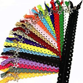 20pcs متعددة أحجام النجمة شكل النايلون السوستة الدانتيل مغلق السوستة نهاية لأكياس سرير حرف الخياطة DIY (مزيج ، 12 بوصة) in Kuwait