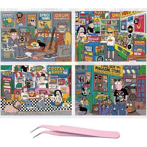 مشاهد ملصقات ثلاثية الأبعاد DIY ، 220 * 307 مم علاج ملصق للتخفيف من الإجهاد الكبار والمرح ، قم بإنشاء عالم مصغر خاص بك مع ملصقات كرتون لطيفة ، وتشمل بطاقة الضوء والظلال ، والملاقط. in Kuwait