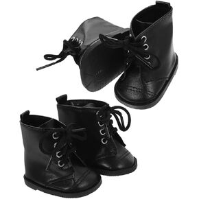 Kisangel 2pairs Doll Shoes for 18 inch Dolls ، Pu Leather Mini Boots for Dollhouse Girl Boy Fashion Associate Explists Wear Craftsmarship in Kuwait