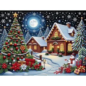 Ruimestron Christmas Night Scene Diamond Art Kit for Adults, Large 5D Diamond Painting with Sparkling Round Diamonds, Festive Holiday Home Wall Decor Gift for Beginners (16x12 Inch) in Saudi Arabia