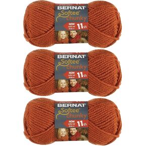 Bernat Softee Chunky 3-Pack Yarn - (6) Gauge 100% Acrylic - 3.5 oz -Pumpkin - Machine Wash & Dry in Kuwait