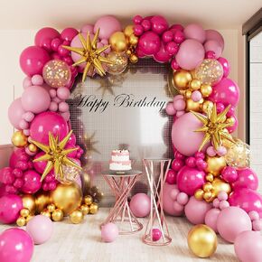Hot Pink Balloon Garland Arch Kit,127Pcs Hot Pink Macaron Pink Gold Balloon for Graduation Baby Shower Birthday Wedding Gender Reveal Party Decorations in Saudi Arabia