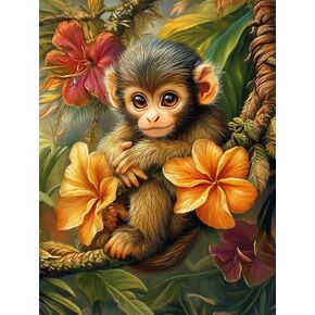5D Monkey Diamond Art 12x16 بوصة مجموعات الطلاء الماس الكاملة للحفر للبالغين والمبتدئين - الحرف الفنية DIY للاسترخاء وديكور الجدار المنزلي 600A in Saudi Arabia