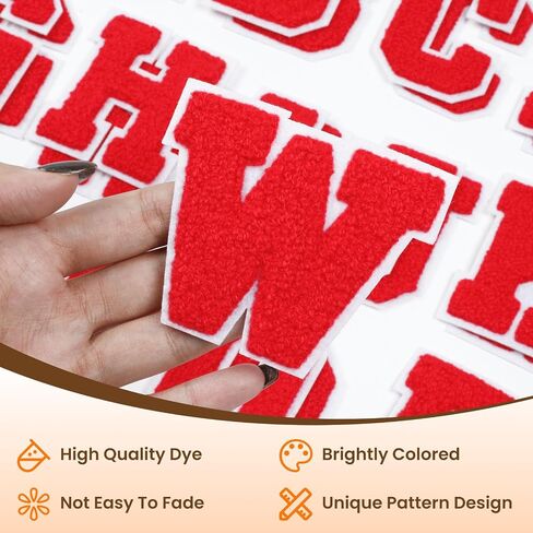 HTVRONT 52PCS Chenille Iron on Letters for Clothing, White Iron on Patches A-Z, Chenille Letters for Clothes, Dress, Hat, Socks, Jeans, Accessories in Saudi Arabia