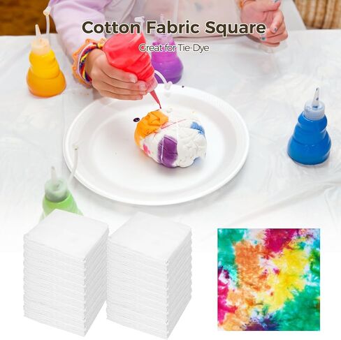 148 PCS 10x10 بوصة مربعات حرفة قطنية-مواد خياطة اللحف البيضاء مسبقًا لمشاريع الصبغ ، ومشاريع الطباعة والتطريز ، ومجموعة مستلزمات الحرف اليدوية DIY. in Saudi Arabia