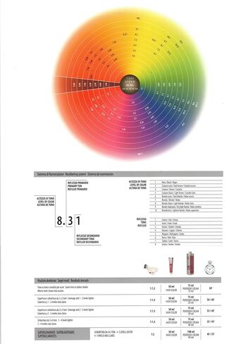 مخطط لون الشعر الأشقر ، مقياس من الألوان على خيوط الشعر. in Kuwait