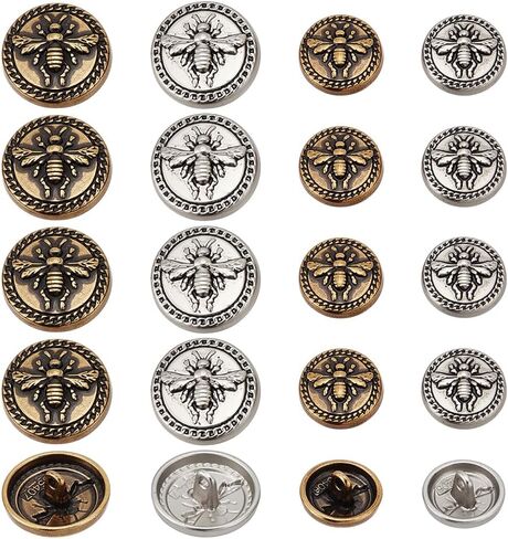 Nbeads 40 pcs 2 ألوان أزرار عتيقة المعادن ، أزرار سبيكة سبيكة 15 ملم/20 مم لخياطة الجينز بدلات الرياضة معاطف السترات الموحدة ، ثقب: 2 مم: 2 ملم in Saudi Arabia