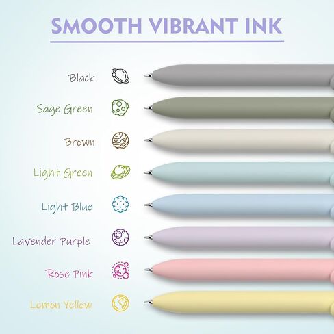 8 Pack Colorful Gel Ink Abens ， أقلام تململ النقطة الدقيقة 0.7 ملم للكتابة السلسة ، والدوار والرسم ، وأقلام ملونة Morandi الجمالية للنساء ، والمدرسة واللوازم المكتبية (Morandi Colors) in Kuwait