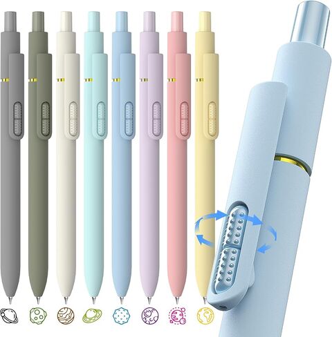 8 Pack Colorful Gel Ink Abens ， أقلام تململ النقطة الدقيقة 0.7 ملم للكتابة السلسة ، والدوار والرسم ، وأقلام ملونة Morandi الجمالية للنساء ، والمدرسة واللوازم المكتبية (Morandi Colors) in Kuwait