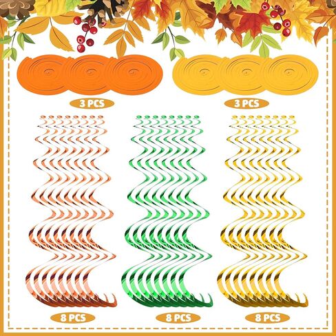30 Pcs Fall Leaves Hanging Swirls Thanksgiving Maple Leaf Swirls Streamers Thanksgiving Ceiling Hanging Decorations for Fall Themed Harvest Home Classroom Office Party Supplies in Saudi Arabia