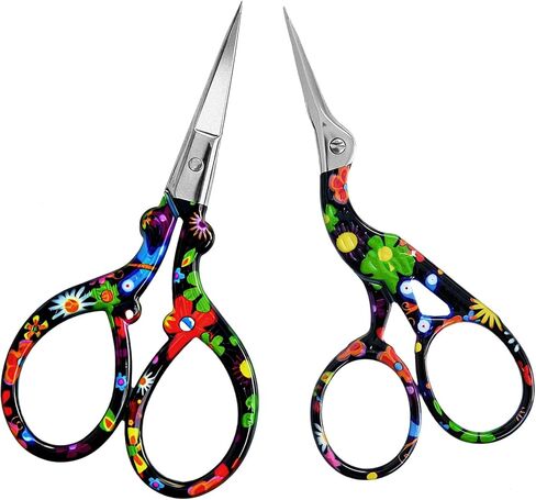 AQUEENLY Embroidery Scissors, Stainless Steel Sharp Stork Scissors for Sewing Crafting, Art Work, Threading, Needlework - DIY Tools Dressmaker Small Shears - 2 Pcs (3.6 Inches, Gold) in Kuwait