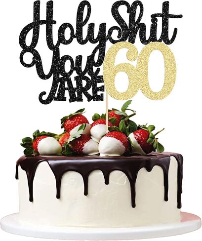 1Pc Holy Shit You are 60 Cake Topper Glitter Funny 60th Birthday Cake Pick for Happy 60th Cheers to 60 Years Old Birthday Party Cake Decorations Supplies in Saudi Arabia
