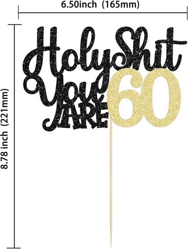 1Pc Holy Shit You are 60 Cake Topper Glitter Funny 60th Birthday Cake Pick for Happy 60th Cheers to 60 Years Old Birthday Party Cake Decorations Supplies in Saudi Arabia