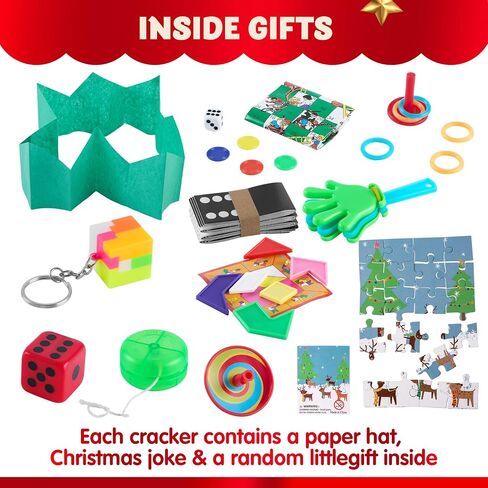 JOYIN 10 Pack Christmas Party Table Favor with Cute Christmas Characters, with Party Hat, Joke & Little Gift Inside, for Xmas Gift, Christmas Seasonal Holiday Dinner Traditions in Kuwait