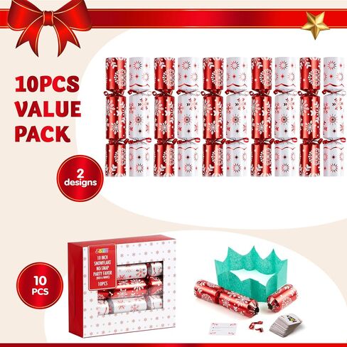 JOYIN 10 Pack Christmas Party Table Favor with Cute Christmas Characters, with Party Hat, Joke & Little Gift Inside, for Xmas Gift, Christmas Seasonal Holiday Dinner Traditions in Saudi Arabia
