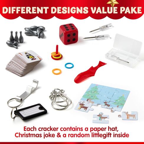 JOYIN 10 Pack Christmas Party Table Favor with Cute Christmas Characters, with Party Hat, Joke & Little Gift Inside, for Xmas Gift, Christmas Seasonal Holiday Dinner Traditions in Saudi Arabia