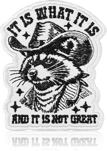 It is What It is and Its No Great Patch Funny Cowboy Raccoon Embroidered Patches for Backpack, Hat, Jackets, Iron On Sew On, Uniform DIY Embroidery PVC Patches Gift Accessories for Him Her 3 Inch in Kuwait