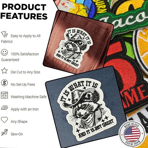 It is What It is and Its No Great Patch Funny Cowboy Raccoon Embroidered Patches for Backpack, Hat, Jackets, Iron On Sew On, Uniform DIY Embroidery PVC Patches Gift Accessories for Him Her 3 Inch in Kuwait