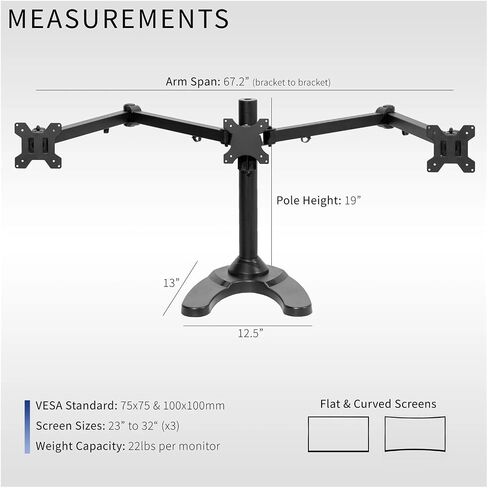 Triple Monitor Desk Stand Freestanding Adjustable 3 Screens Up to 32 Inches in Saudi Arabia
